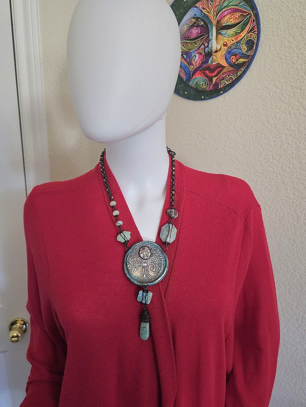 Boho Turquoise Pendant Statement Necklace - Unbranded